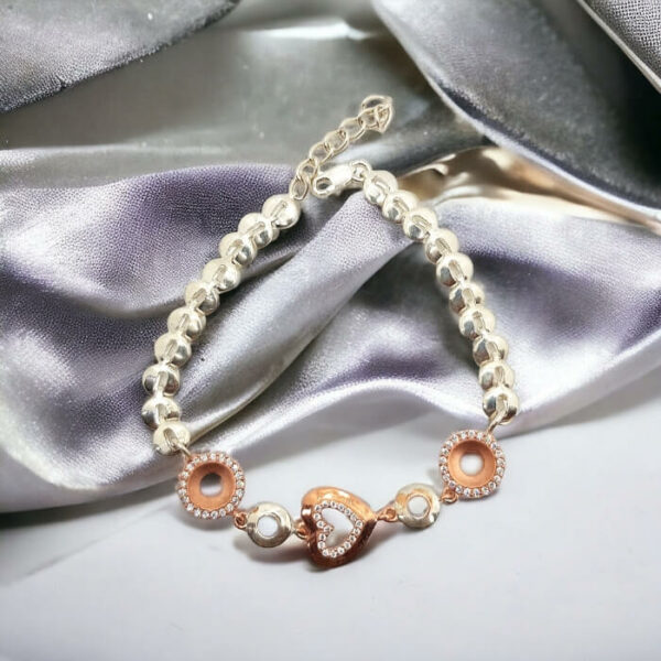 925 Silver Heart Dual Tone Bracelet