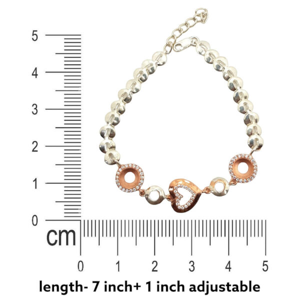 925 Silver Heart Dual Tone Bracelet Measuring