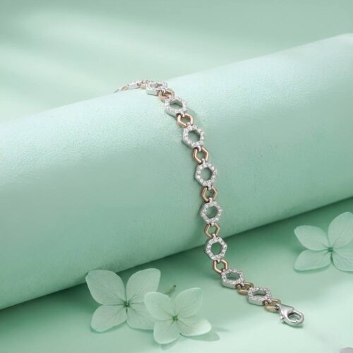 925 Silver Bracelet for Women - Hexagon Link