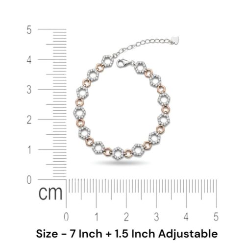 925 Silver Bracelet for Women - Hexagon Link Size details