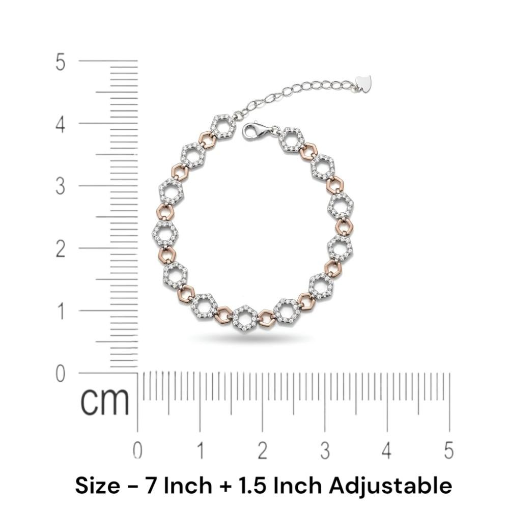 LTBR194 925 Silver Bracelet for Women - Hexagon Link Size details