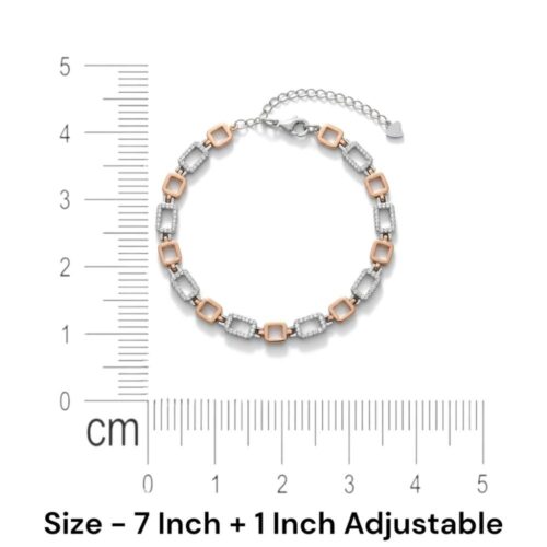 Designer Silver Bracelet for Women – Rectangle Link size details