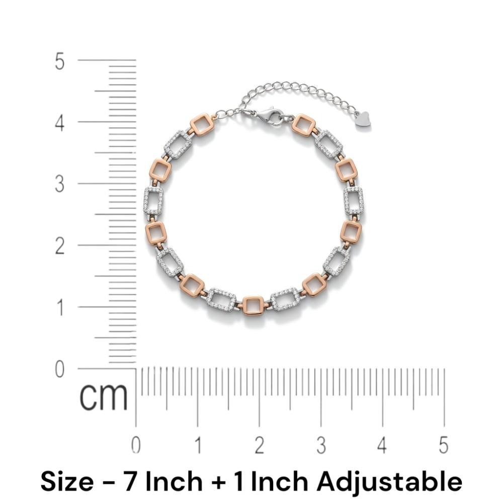 LTBR199 Designer Silver Bracelet for Women – Rectangle Link size details