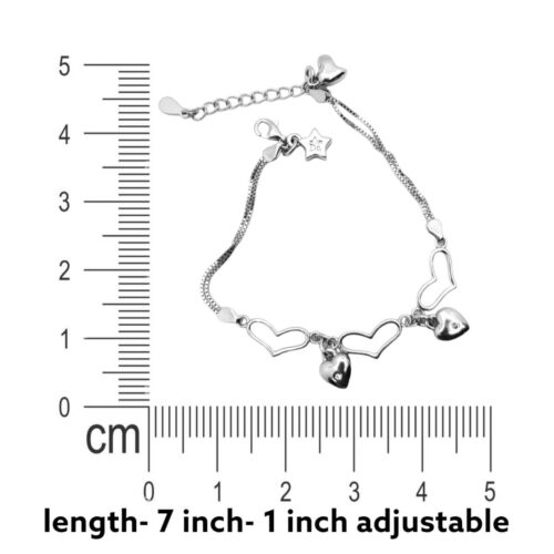 925 Silver Tiny Heart Bracelet Measuring