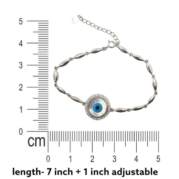 Silver Evil eye Bracelet Measuring
