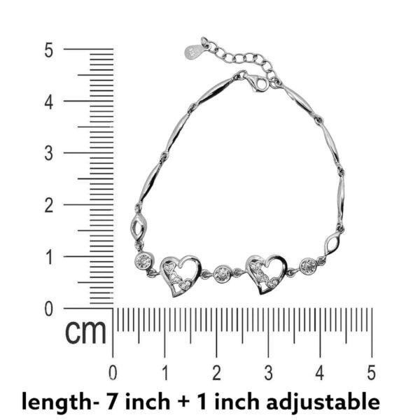 Silver Twin Heart Bracelet Measuring
