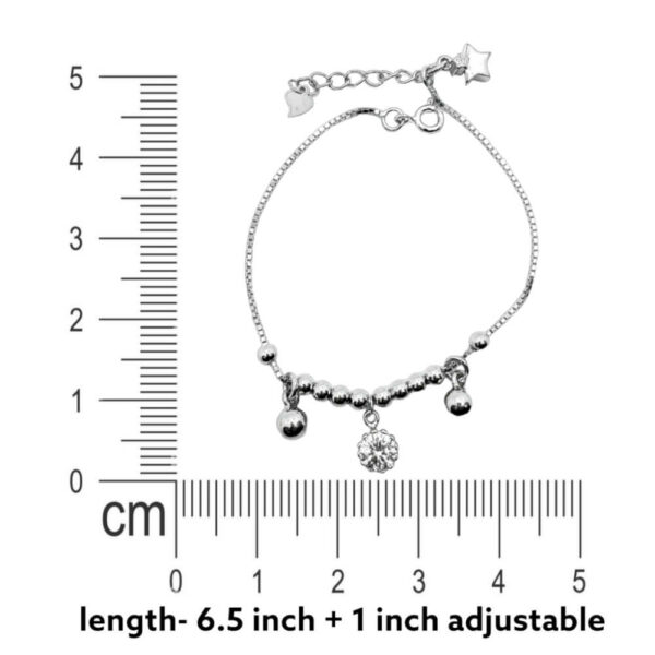 Silver Solitaire Charms Bracelet Measuring