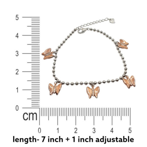 Silver Butterfly Charm Bracelet Measuring