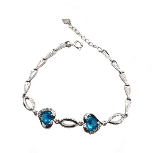 Silver Heart Diamond Bracelet