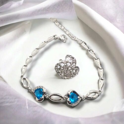 Silver Heart Diamond Bracelet