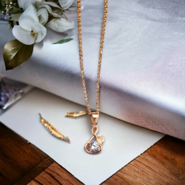 Silver Solitaire Rose Gold Necklace