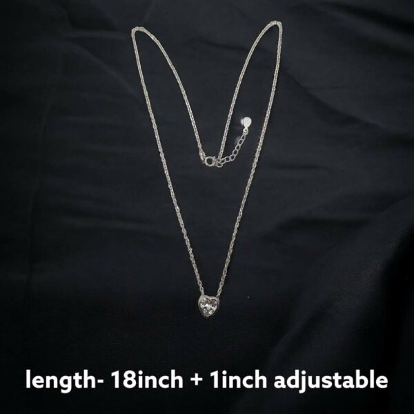 Silver Solitaire Heart Necklace Length