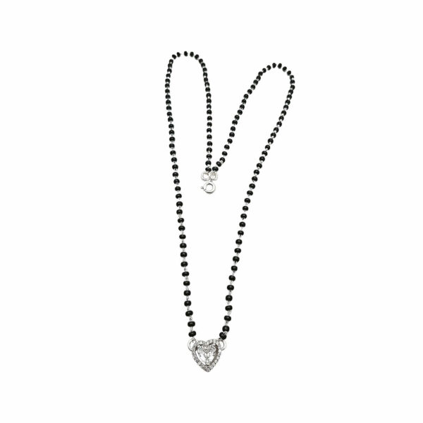 Silver Solitaire Heart Mangalsutra