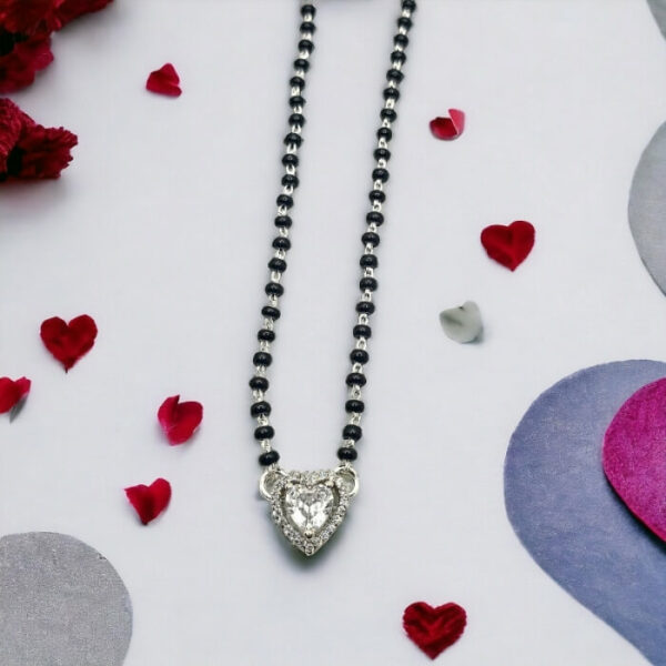 Silver Solitaire Heart Mangalsutra