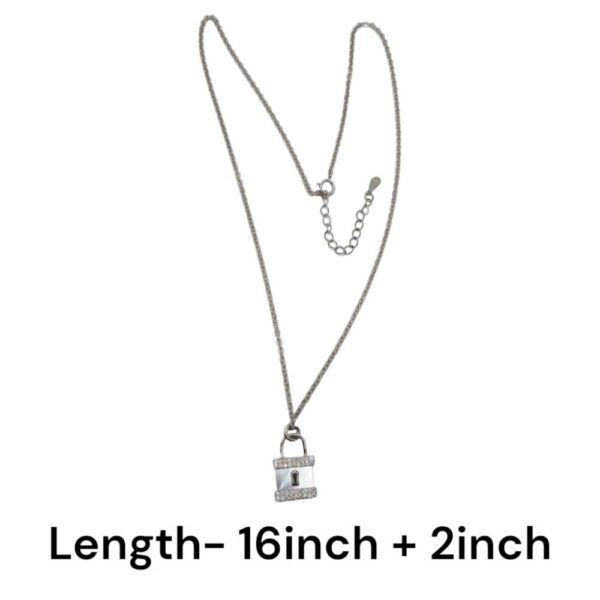 925 Silver Lock Pendant Necklace length