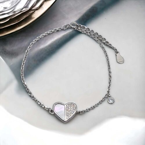Silver MOP Heart Bracelet