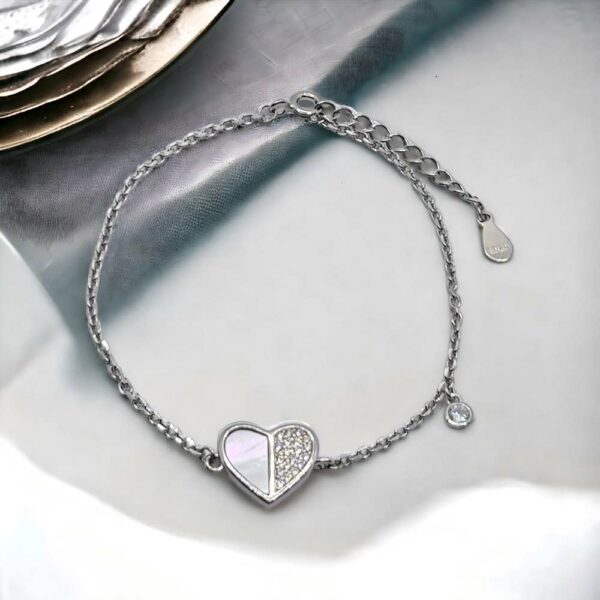 Silver MOP Heart Bracelet