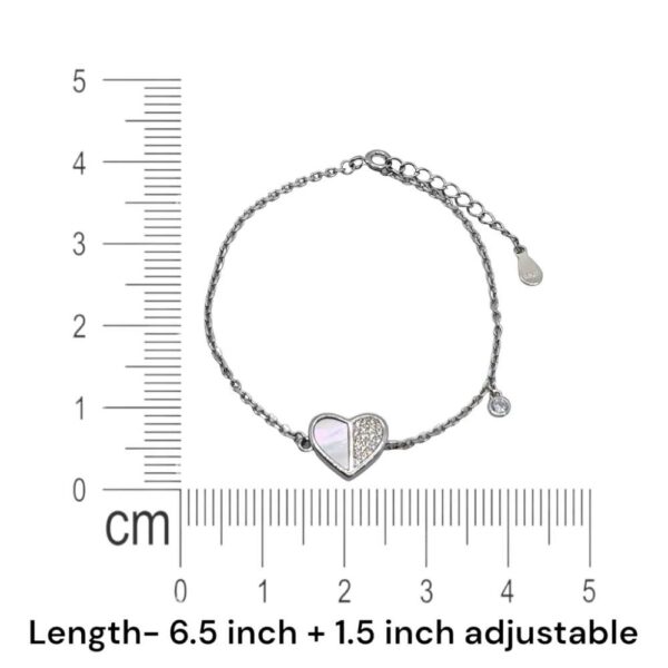 Silver MOP Heart Bracelet Size