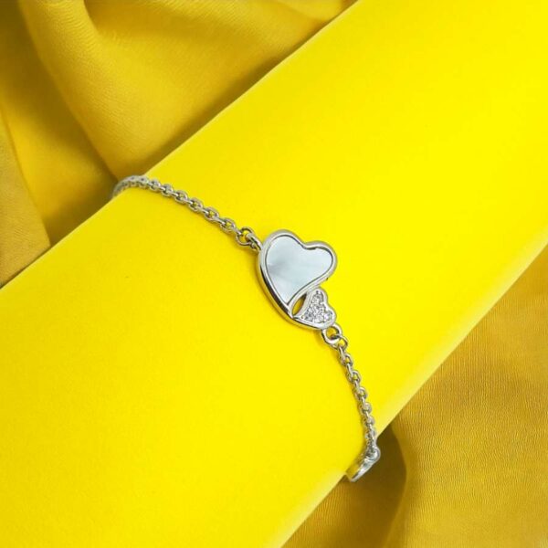 Silver MOP Dual Heart Bracelet