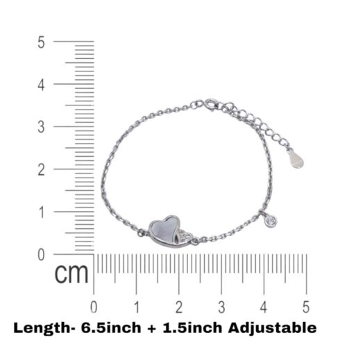 Silver MOP Dual Heart Bracelet Size