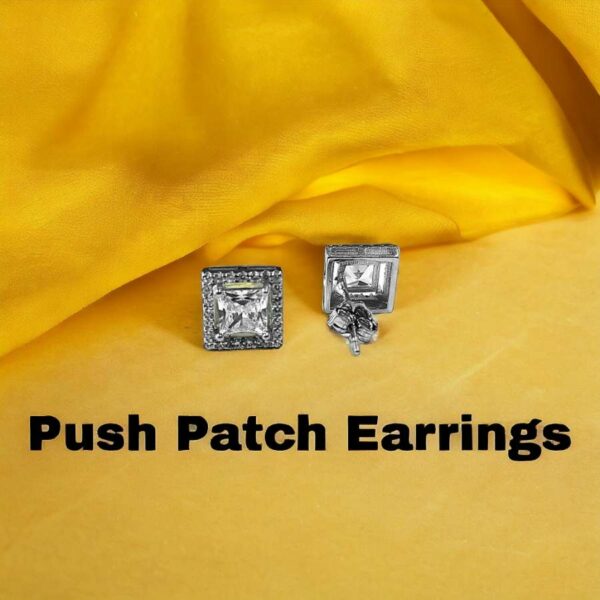 Silver Solitaire Square Mangalsutra Earrings