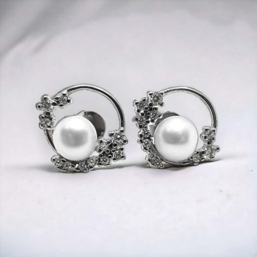 Diamond with Pearl Earrings