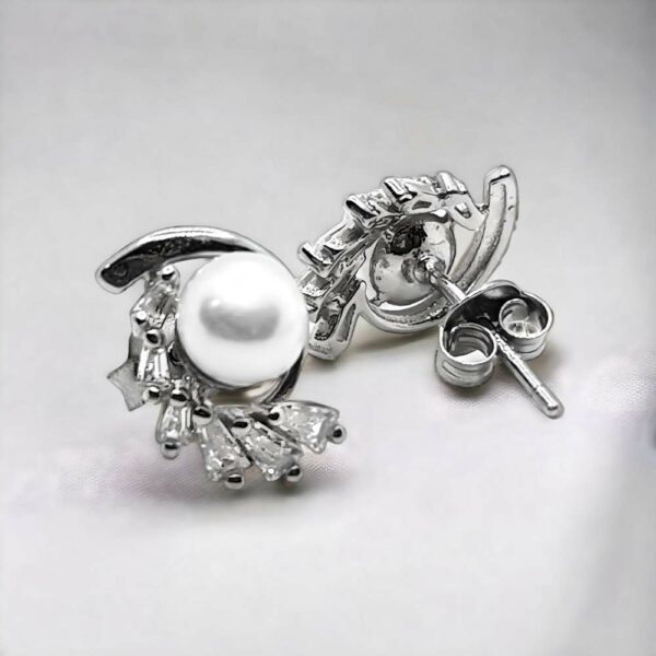 925 Pearl Diamond Earrings