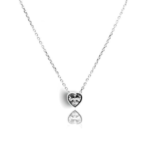 Silver Solitaire Heart Necklace