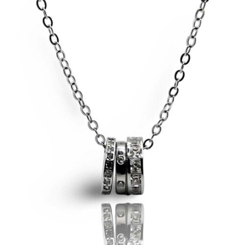 Silver 3 Round Pendant Necklace