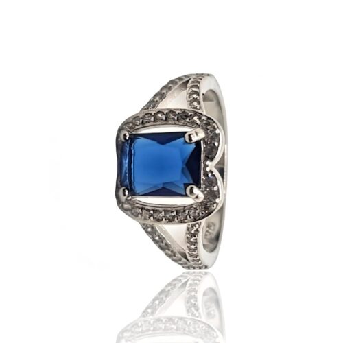 Silver Blue Diamond Ring