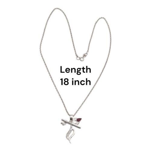 Silver Shree Krishna Flute Necklace size details