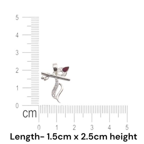 Silver Shree Krishna Flute pendant size details