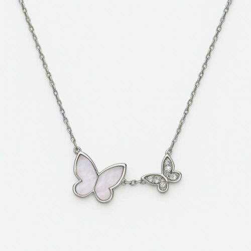 Silver Duo Butterfly Necklace
