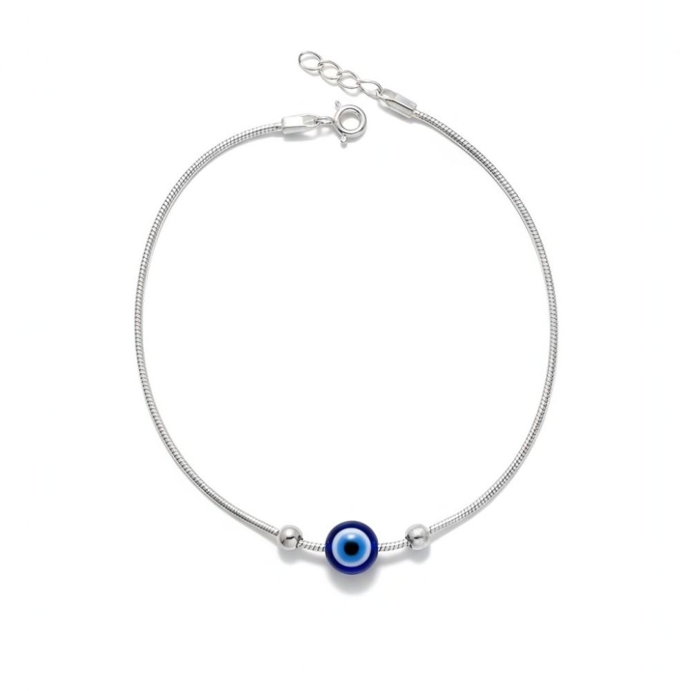ANKT020 925 silver evil eye anklet pure white background