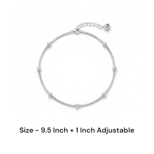 925 Silver Bead Anklet Size Details