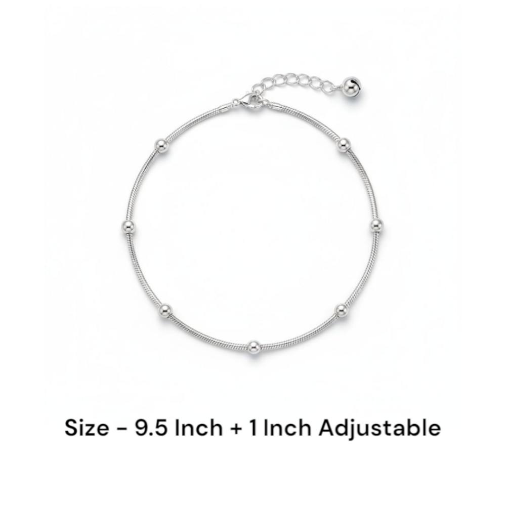 ANKT023 925 Silver Bead Anklet Size Details