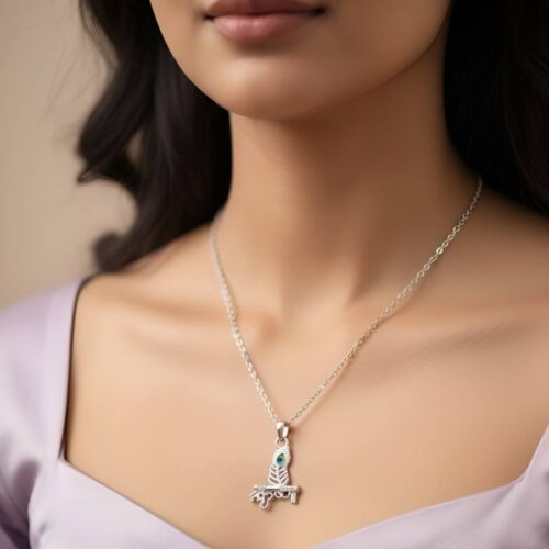 925 Silver Krishna Morpankh Pendant Necklace perfect for girl
