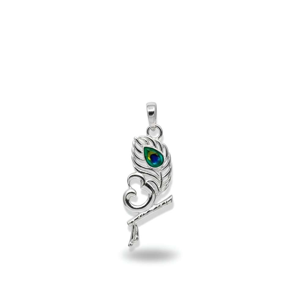 HEAV0087 Silver Krishna Om Pendant