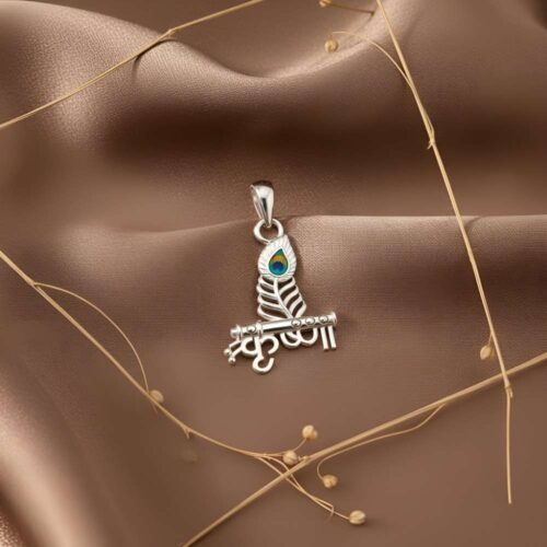 Silver Krishna Mor pankh Pendant