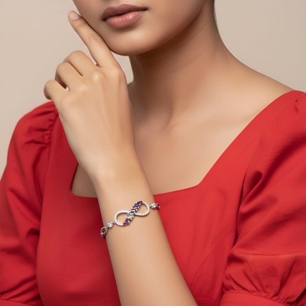 LTBR177 925 Silver Infinity Bracelet for Women in model hand