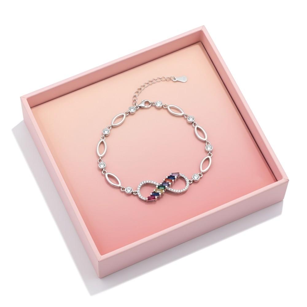 LTBR178 925 Silver Infinity Bracelet in Pink Box