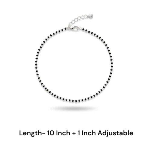 925 Silver Black Beads Anklet Size details