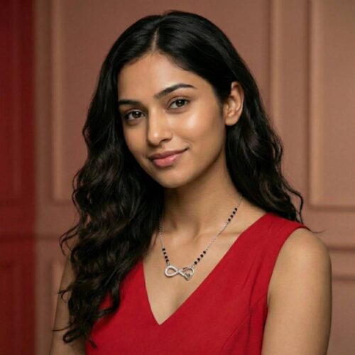 infinity heart silver mangalsutra necklace worn look for daily wear