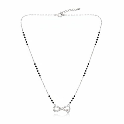 silver infinity heart mangalsutra necklace full chain view