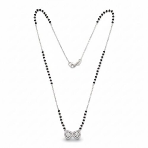 Eternal Twin Heart Silver Mangalsutra with black beads chain in 925 silver