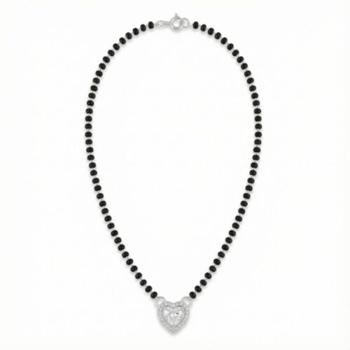 Heart shape silver mangalsutra chain length 18 inches
