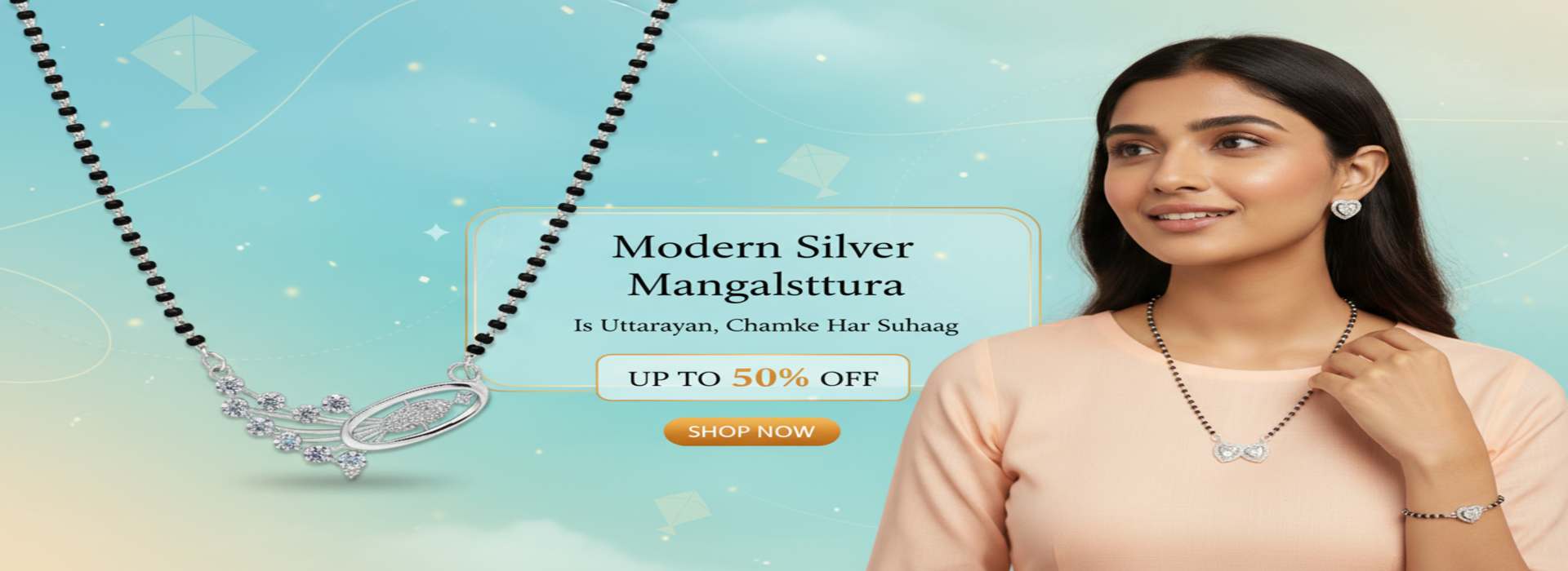 Modern silver mangalsutra designs for Uttarayan festival with up to 50% off, elegant everyday mangalsutra jewellery