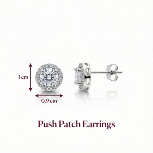 Round solitaire silver push back earrings matching mangalsutra