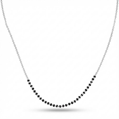 Minimal black beads silver mangalsutra chain with lightweight daily wear design