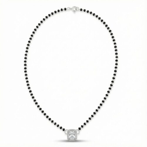 Silver oblong mangalsutra chain length 18 inches